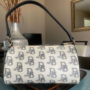 Dooney & Bourke 1975 Mini Signature Barrel Bag Black & White EUC!